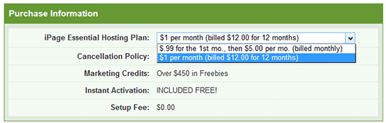 iPage Pricing